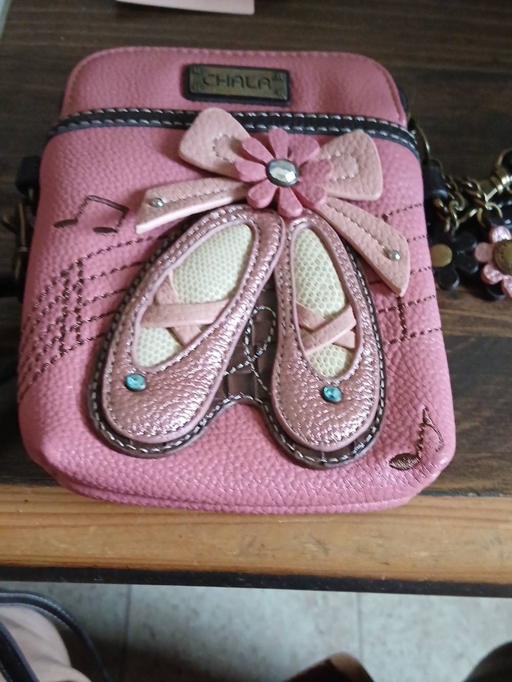 Chala Pink Crossbody Bag with Ballet Shoe Applique NWOT